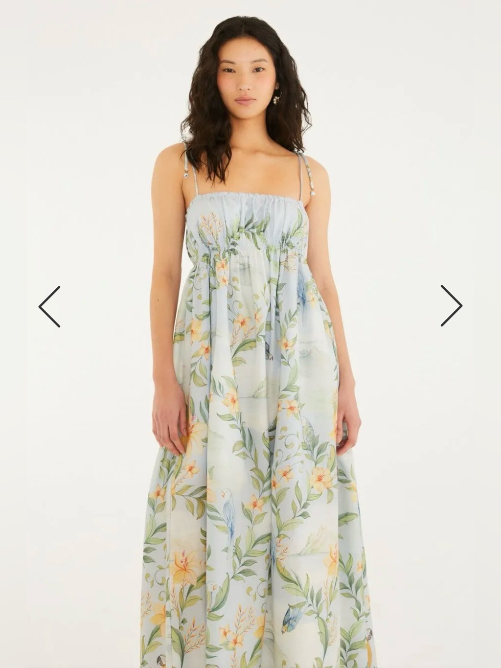 Farm Rio Macaws Garden Blue Floral Maxi Dress